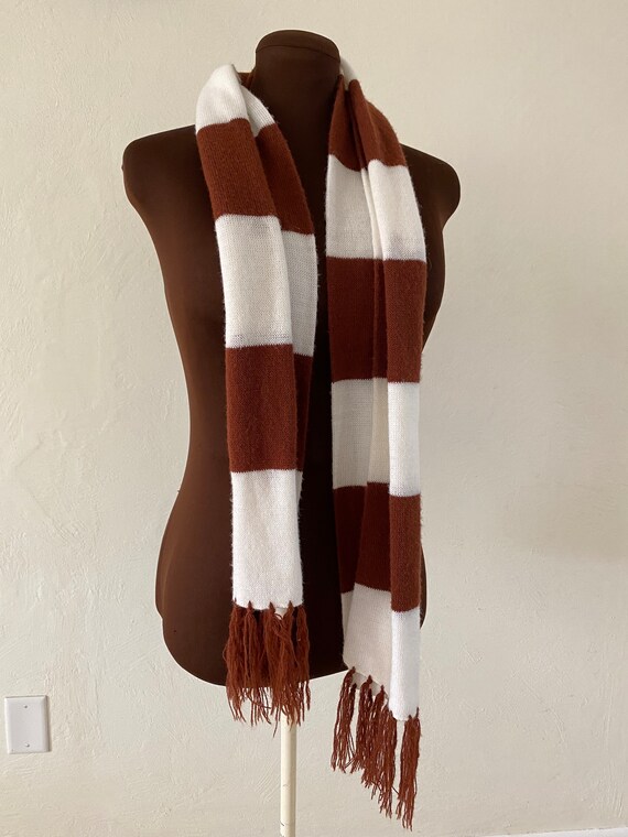 Vintage 60’s - 70’s brown and white striped 60” l… - image 6