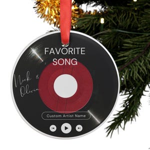 Personalized Vinyl Record Acrylic Ornament, Custom Christmas Decor, Tree Decoration, Retro Music Lover Gift, Custom Song, Vinyl Record