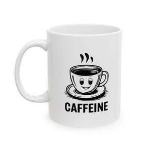 Funny Caffein Coffee Mug  Hilarious Gift for Coffee Lovers & Office Humor Cup
