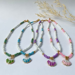Shell Choker Necklace-Seed Bead Necklace, Beach necklace for girls, Gift for women- Beach Jewelry