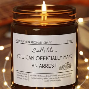 Police academy graduation gifts; Police academy graduation candle; Police gifts; Police officer graduation gift