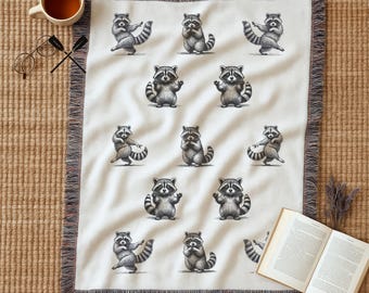 Raccoon Gift: Woven Raccoon Blanket