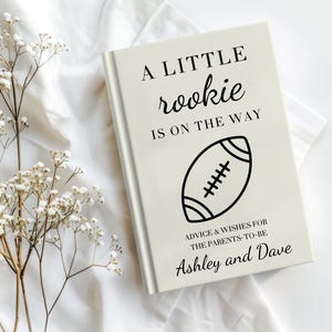 Livre d'or pour baby shower sur le thème du football : Conseils personnalisés aux parents pour Little Rookie, 6 couleurs