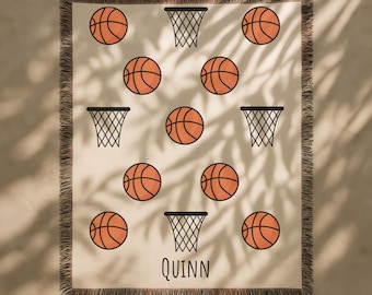 Personalized Basketball Gift: Woven Basketball Blanket
