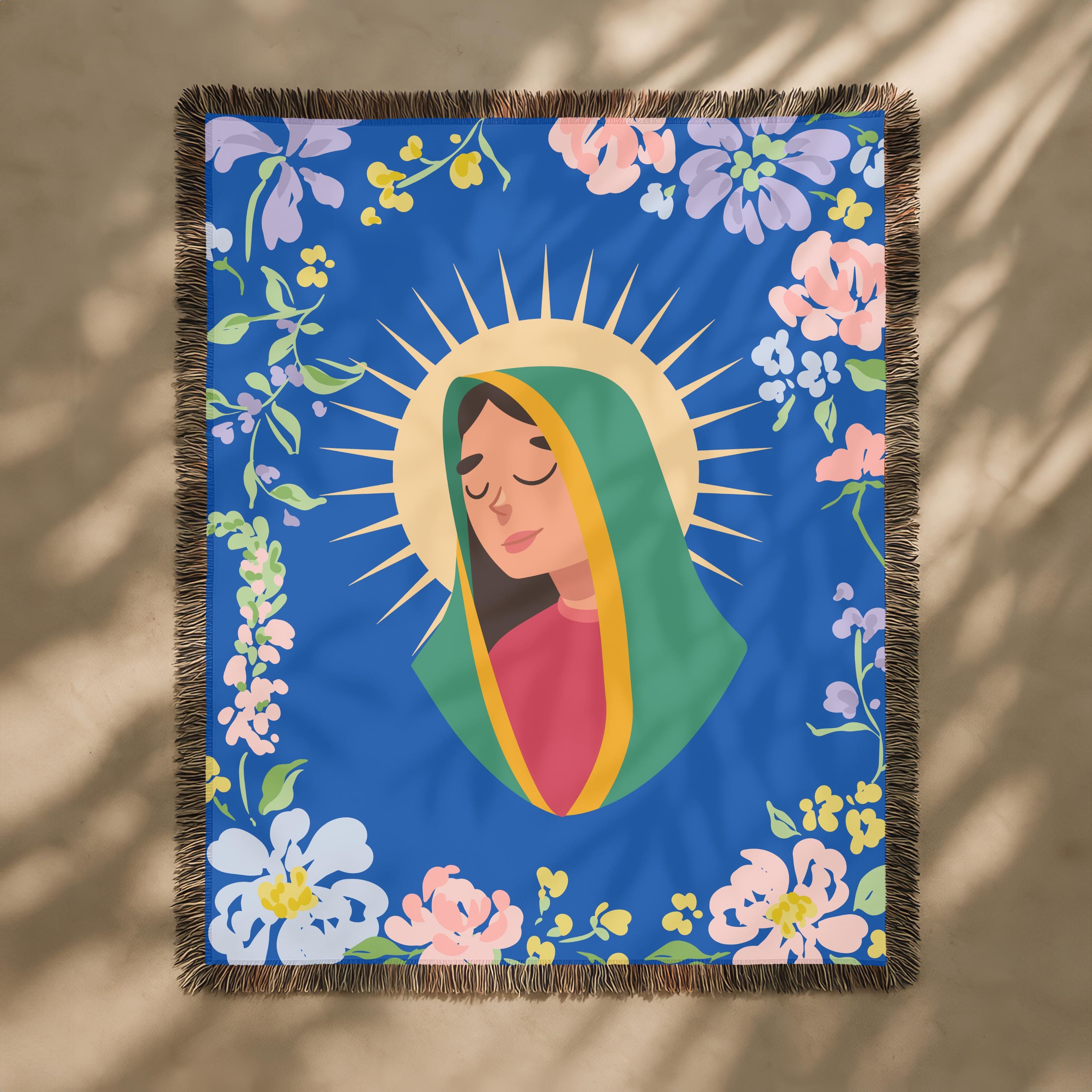 Our Lady of Guadalupe Woven Blanket: Virgin Mary Gift, Mexican