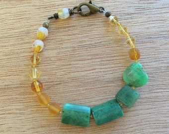 B105 Mustard and Turquoise Bracelet