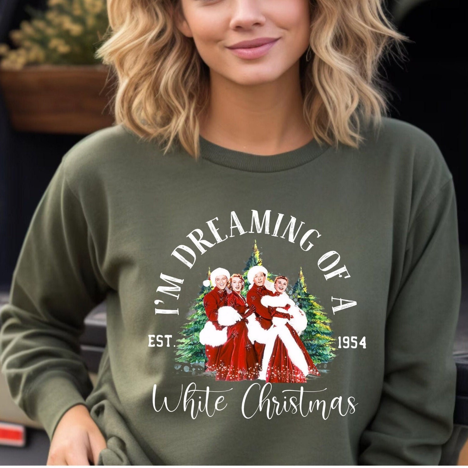 I'm Dreaming Of A White Christmas White Movie 1954  Sweatshirt, Christmas Movie Shirts, Christmas Song Sweatshirts White Movie Sweatshirts