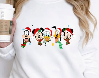 Mickey and Friends Christmas Vintage Shirt, Disney Christmas Family Sweatshirt, Disney ears Christmas Holiday T shirt, Disney Trip Shirt