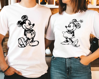 Disney Mickey Minnie Sketch Shirt, Cute Disney Sweatshirts, Mickey Mouse T-shirt, Disneyland Tee Shirt, Cute Mickey Minnie Mouse Shirt