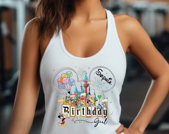 Custom Disney Birthday Girl Tank Top, Gift for Birthday, Birthday Girl Tank, Customized Birthday Shirt Disneyland Birthday, Gift For Her