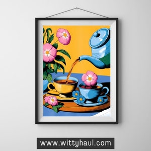 tea wall art, modern art, tea prints, trendy tea art, tea decor, tea art print, tea poster, kitchen art, tea lover, tea room, art unframed