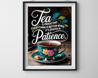 tea wall art, tea humor, tea prints, trendy tea art, tea decor, tea art print, tea poster, tea gift, tea lover, tea room, wall art unframed