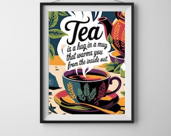 tea wall art, tea humor, tea prints, trendy tea art, tea decor, tea art print, tea poster, tea gift, tea lover, tea room, wall art unframed