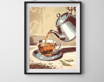 tea wall art, tea humor, tea prints, trendy tea art, tea decor, tea art print, tea poster, tea gift, tea lover, tea room, wall art unframed