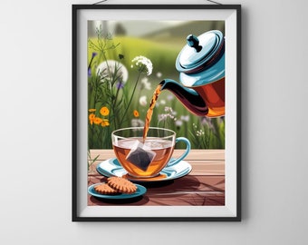 Arte mural sobre el té, humor sobre el té, impresiones sobre el té, arte moderno sobre el té, decoración sobre el té, impresión artística sobre el té, póster sobre el té, arte de cocina, amante del té, salón de té, arte sin marco