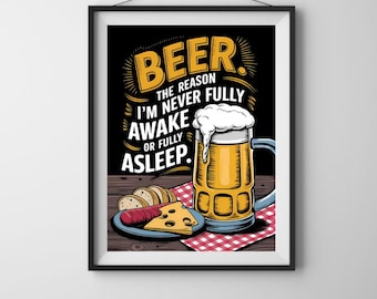 beer decor, beer poster, beer humor, beer digital print, beer prints, beer wall art, beer art, beer lovers, beer gift, bar owner, beer joke