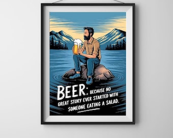 beer decor, beer poster, beer humor, beer digital print, beer prints, beer wall art, beer art, beer lovers, beer gift, bar owner, beer joke