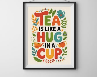 tea wall art, tea humor, tea prints, trendy tea art, tea decor, tea art print, tea poster, tea gift, tea lover, tea room, wall art unframed