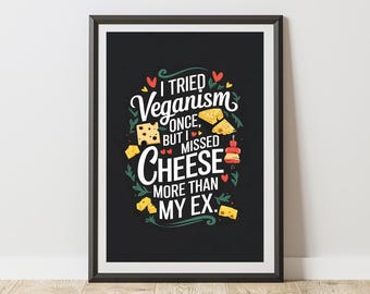 kitchen art prints, dining room art prints, vegan wall art decor, vegan digital prints, vegetarian gift ideas, funny vegan art, vegan gift