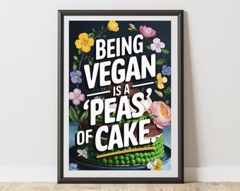 kitchen art prints, dining room art prints, vegan wall art decor, vegan digital prints, vegetarian gift ideas, funny vegan art, vegan gift