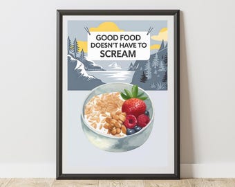 kitchen art prints, dining room art prints, vegan wall art decor, vegan digital prints, vegetarian gift ideas, funny vegan art, vegan gift