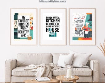 Funny Kitchen Quotes Art Prints: Set of 3 (Digital Download)