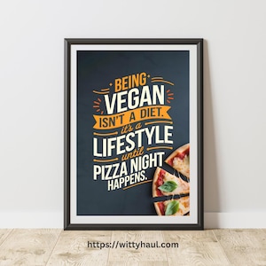 funny kitchen wall art, humor dining room art, vegan artwork, vegan digital prints, vegan gifts, vegan jokes, vegan print, vegetarian poster