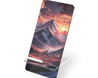 Mountain Phone Stand for Desk, Cell Phone Holder, Smartphone Stand, Mountain Lover Gift, Nature Desk Decor, Hiking Gift, Office Accessory