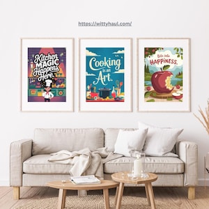 Lustige Küche Art Prints: 3er Set, Humorvolles Essen Poster (Digitaler Download)