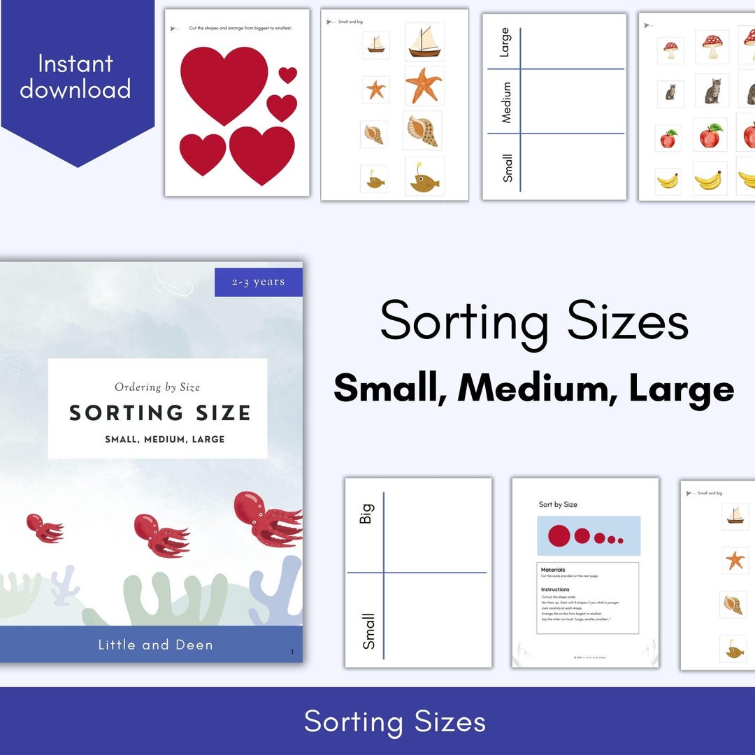Montessori Size Sorting Printable | Small Medium Large Math Worksheet ...