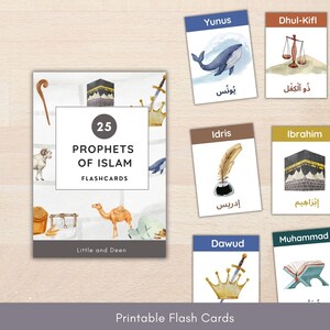 Profetas do Islã Estudos Islâmicos Muçulmanos Profetas no Islã Estudos Corânicos Islâmico Montessori Muçulmano Homeschool Flashcard Crianças Muçulmanas