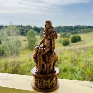 Estátua de Freya, Deus Viking, Paganismo, Deus, Altar, Escultura, Deusa Freyja, Estátua de Madeira Feita à Mão
