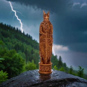 Wooden Perun statue Slavic God Statue Perun God Statue Slavic Pantheon Pagan God Hand Carved Wooden Slavic Pantheon Handmade Wooden Statue