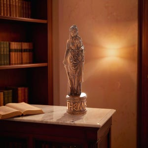 Elegant Goddess of Justice Statue – Wooden Statue, Vintage European Home & Office Decor, Desk Ornament, Symbol of Justice Themis Femida