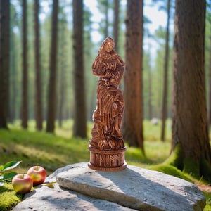 Idunn Wooden Statue | Iðunn Norse Gods | Wood Carving | Altar Heathen Asatru | Handmade Viking God Sculpture | Wooden Scandinavian Pantheon