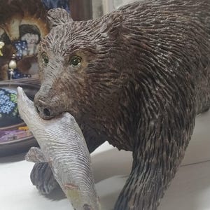 Wood Сarved Bear Statue | Wooden Bear | Wood Carved Animal Figure | Garden Decoration | Home Culture