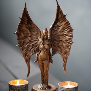 Handmade Wooden Lilith Figurine – The Essence of Power and Mystery