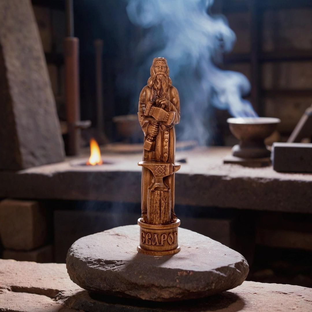 Svarog Wooden Statue, Slavic Gods, God of Fire and Creation, Pagan ...