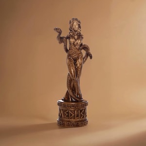 Gorgon Medusa Carved of Wood Greek Mythology Medusa Statue Altar Medusa Handmade Wooden Statue Gorgon Medusa Greek Goddess Statue