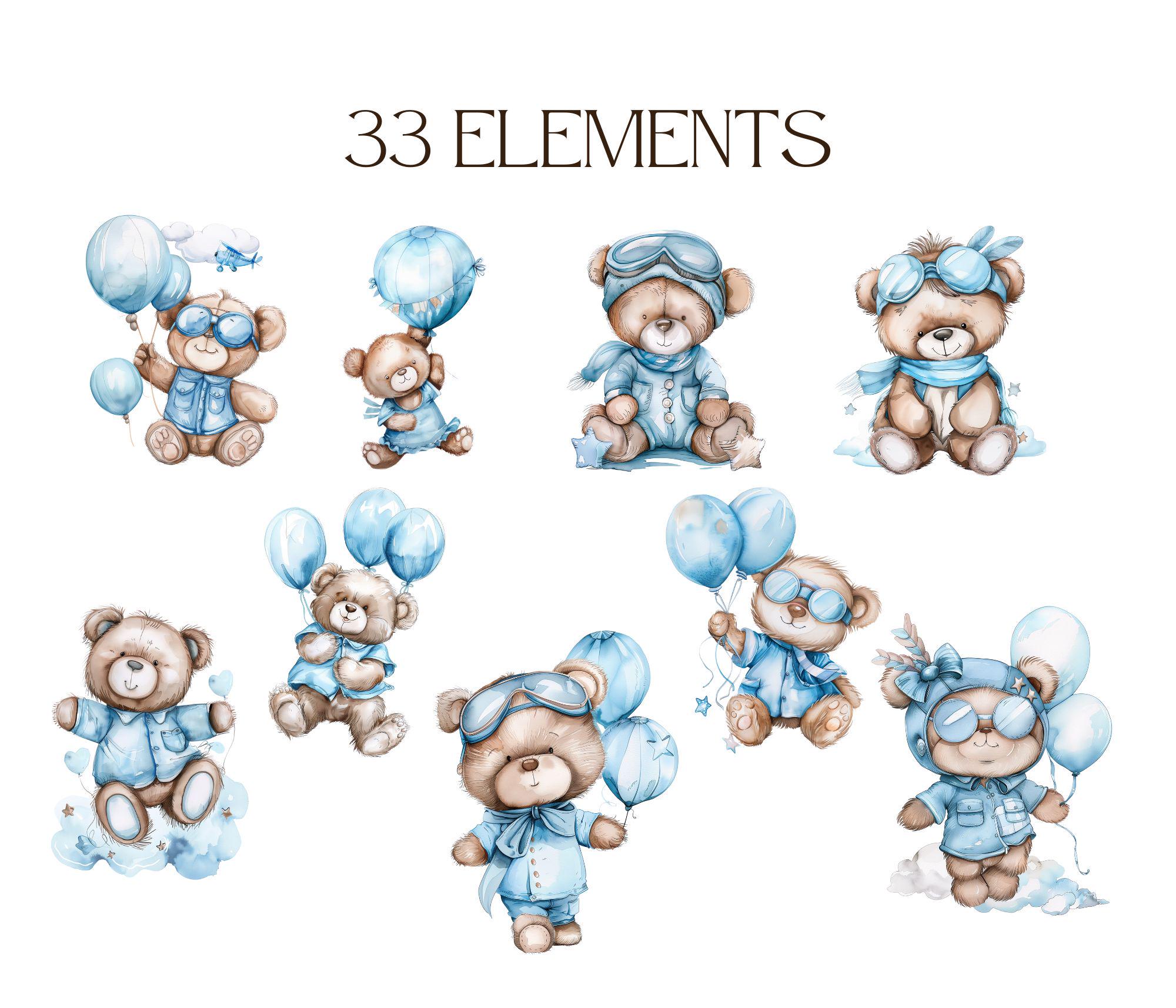 Teddy Bear Hot Air Balloon SVG PNG Clipart, Newborn Boho Baby, Baby ...