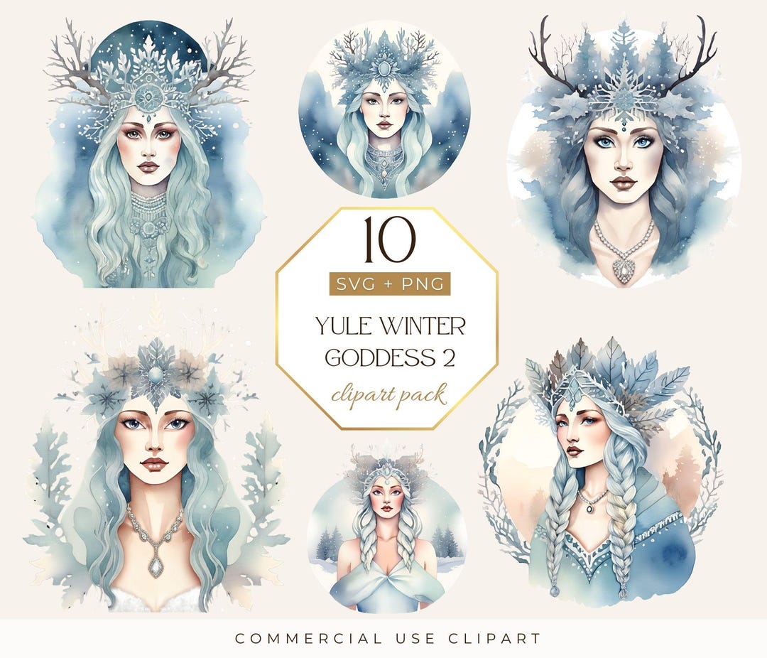 Yule Clipart, Winter Goddess Clipart, Winter Clipart, Wheel of the Year ...