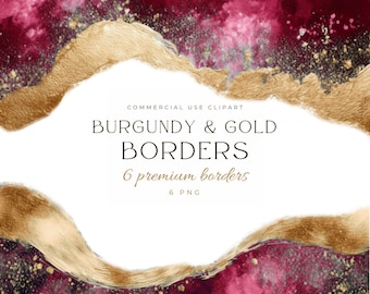Burgundy and Gold Border Clipart, Alcohol Ink Textures, Colorful Red Bordeaux, commercial use, Transparent PNG, Border, Wedding Invitations