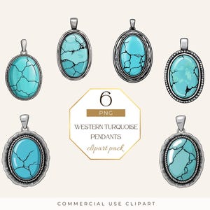 Clipart pendentif collier turquoise, cow-girl Boho bijoux tendance PNG, Art de la sublimation de bijoux occidentaux, thème coloré du sud-ouest