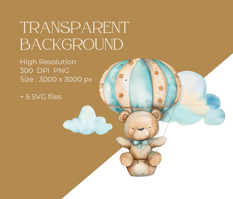 Bear Hot Air Balloon, Bear Baby Shower, Baby Shower Clipart, Cute Teddy ...