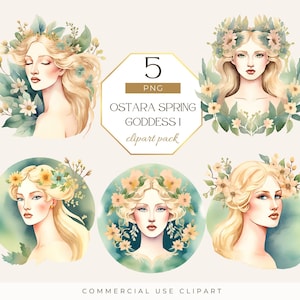 Ostara Spring Goddess Clipart, Spring Clipart, Wheel Of The Year,  Spring Equinox, Witchcraft Clipart, Wiccan Clipart, Goddess Queen