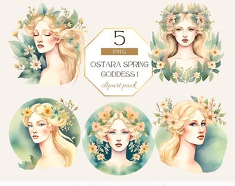 Ostara Spring Goddess Clipart, Spring Clipart, Wheel Of The Year,  Spring Equinox, Witchcraft Clipart, Wiccan Clipart, Goddess Queen