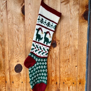 Knit Christmas Stocking Dinosaur Handmade, Ready to Ship! Personalized Free, Holiday stocking, hand knit, wool Christmas stocking, child