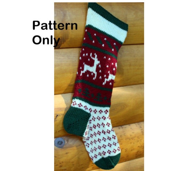 Christmas Stocking Knitting Pattern Dancing Deer