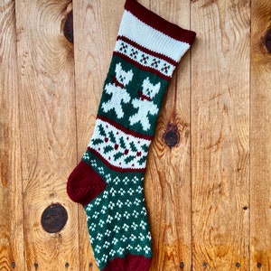 Knit Christmas Stocking Teddy Bear, Handmade, Ready to Ship! Personalized Free, Holiday stocking, hand knit, wool Christmas stocking, twins