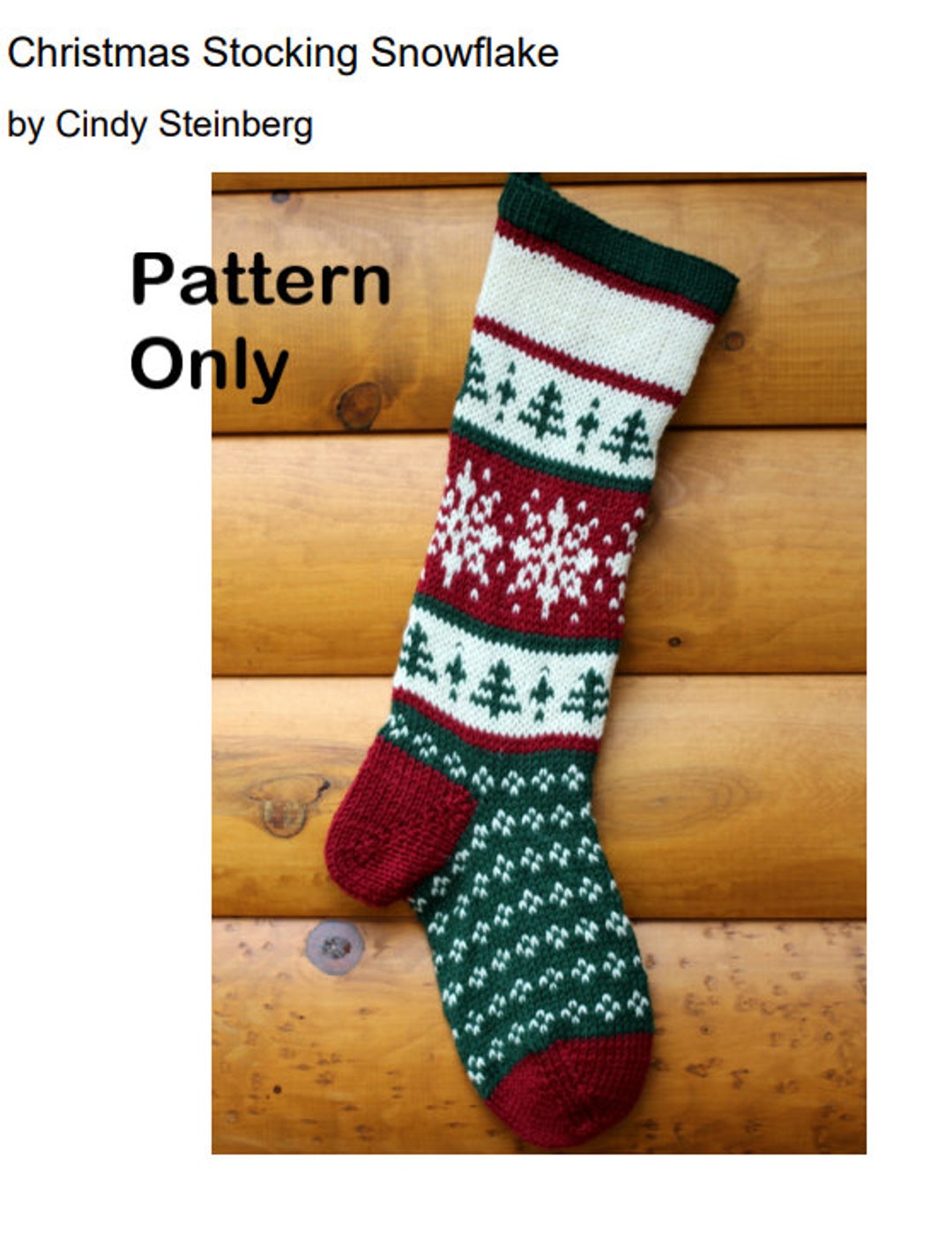 Christmas Stocking Knitting Pattern Snowflakes and Pine Trees - Etsy